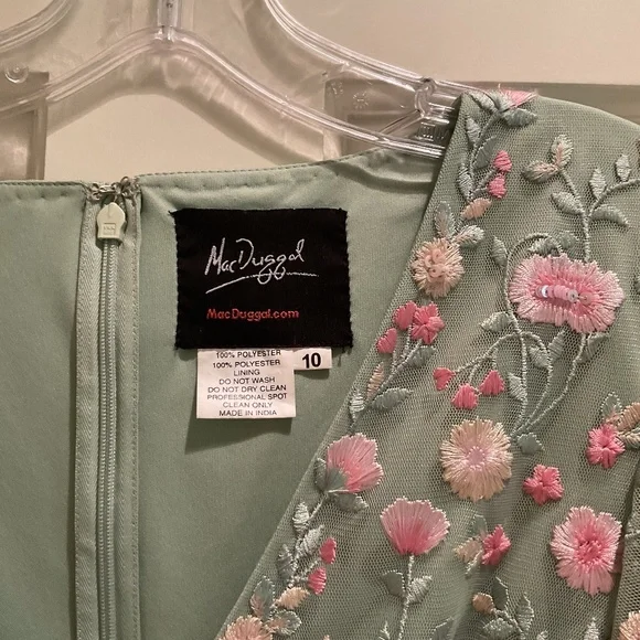 Mac Duggal Green Embroidered Midi Dress - Picture 3 of 12